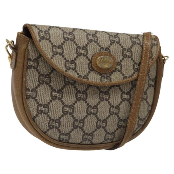 GUCCI GG Plus Supreme Shoulder Bag PVC Leather Beige Gold Auth th5906 - Picture 1 of 16